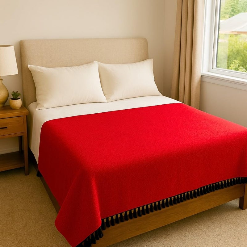 Open Road Goods Handmade Solid Color Yoga Blanket - Thick Mexican Blanket or Throw - Made for Yoga! (Red Blanket) - Image 2